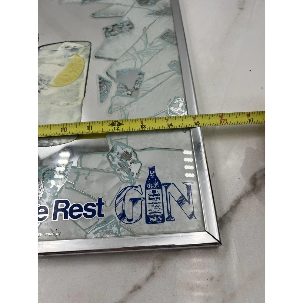 Seagram's Gin Tonic Bar Mirror Sign Glass Break Ice Vintage Barware 23x17 Decor